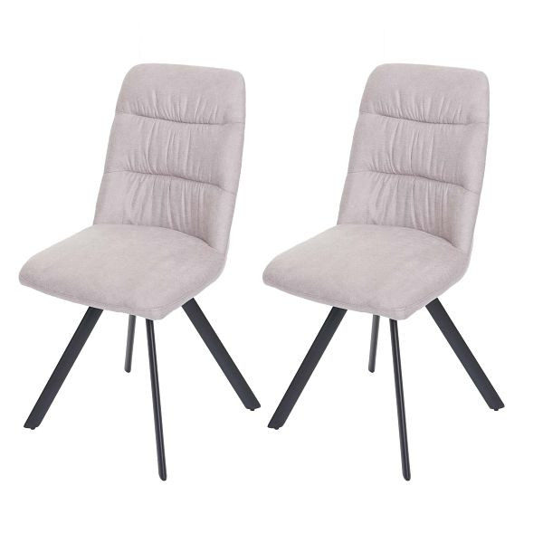 Mendler Lot de 2 chaises de salle à manger HWC-J69, chaise de cuisine, position automatique pivotante, velours, beige crème, 82597