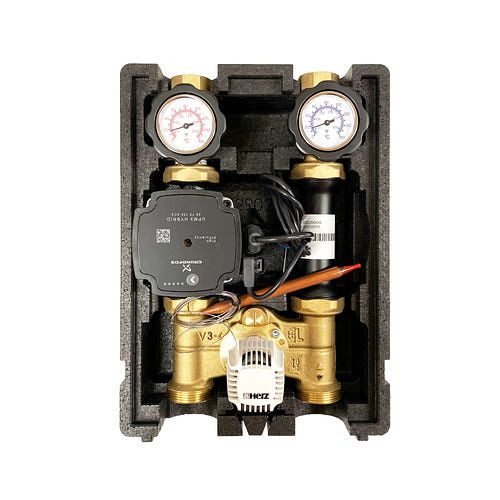 Groupe motopompe de circuit de chauffage Environ EcoMix avec mélangeur à trois voies, tête thermostatique capillaire coeur 40-70°C départ à gauche, ENECO002HL4070UPM3