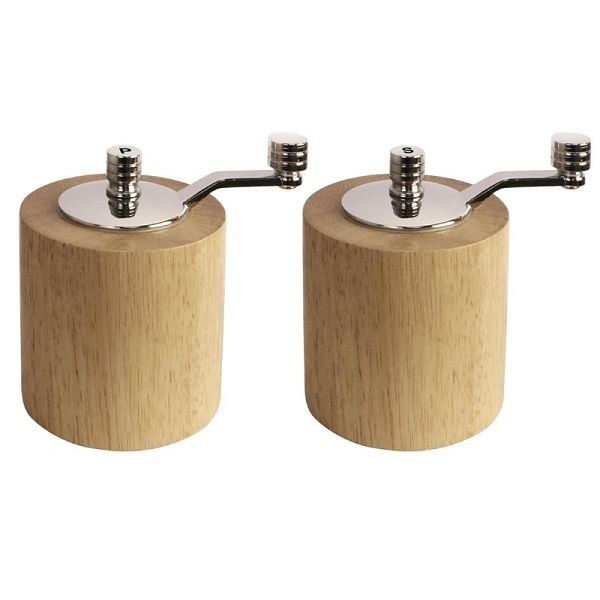 Ensemble moulin à sel et poivre OLYMPIA bois d'hévéa 8cm, CE246
