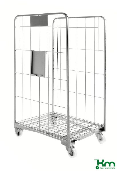 Conteneur roulant empilable Kongamek 800 x 700 x 1570 mm, galvanisé, 2 roulettes pivotantes et 2 roulettes fixes, KM2000-S