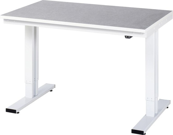 Table de travail RAU série adlatus 300 (réglable en hauteur électriquement), plan de travail avec revêtement linoléum/universel, 1250x720-1120x800 mm, 08-WT-125-080-L