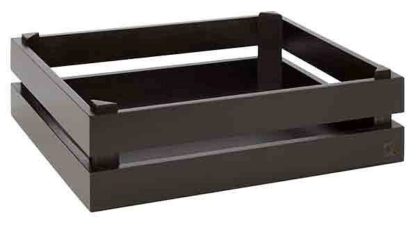 Caisse en bois APS -SUPERBOX-, 35 x 29 cm, hauteur : 10,5 cm, bois d'acacia, noir, convient pour GN 1/2, 11627