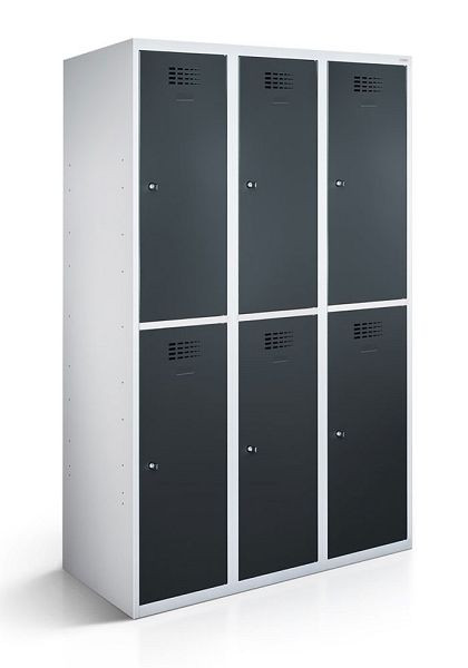 Armoire-penderie KEMMLIT 3 compartiments et 6 portes 40cm avec fond fermé, gris anthracite 7016, loquet tournant, 100312