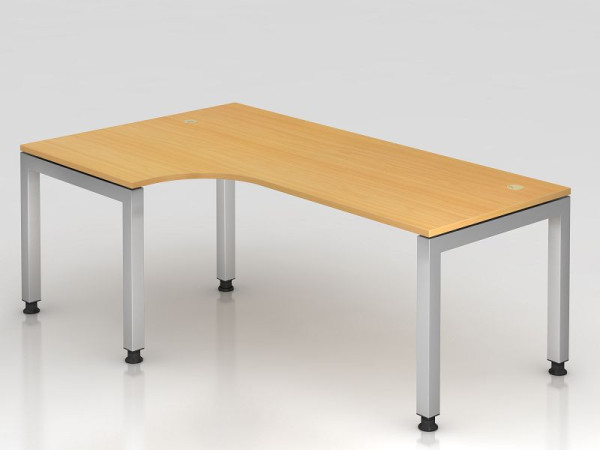 Hammerbacher table d'angle pied en U carré 200x120cm 90° hêtre, forme d'angle 90°, plateau flottant, VJS82/6/S