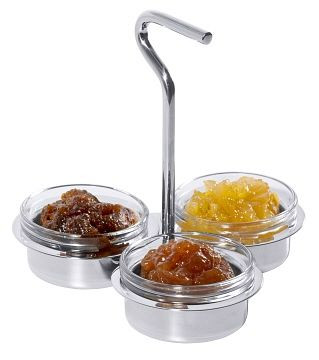 Présentoir à gâteaux avec bol à confiture Contacto avec trois bols en verre 6 cm, 3291/003