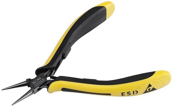 Pince ronde ELORA electronic ESD à surface de préhension lisse, 4720-OH E 2K, 4720050001000