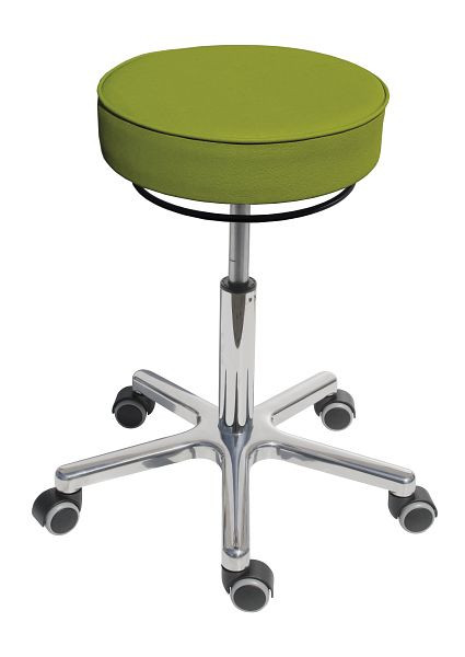 Lotz Bewegtes Sitzen, similicuir, citron vert, mécanisme d'assise, réglage de la hauteur d'assise 485 - 645 mm, piètement en aluminium, roulettes, 3868.1-16