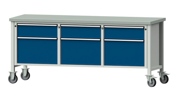 Établis ANKE Établi en caisson, modèle 223 V, 2000 x 700 x 890 mm, RAL 7035/5010, ZBP 40 mm, 306.169