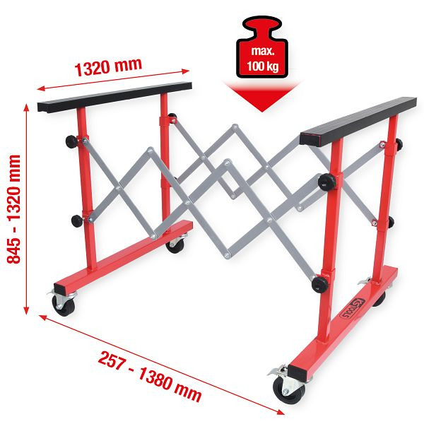 KS Tools Chariot polyvalent télescopique universel, 257-1380 mm, 500.8100
