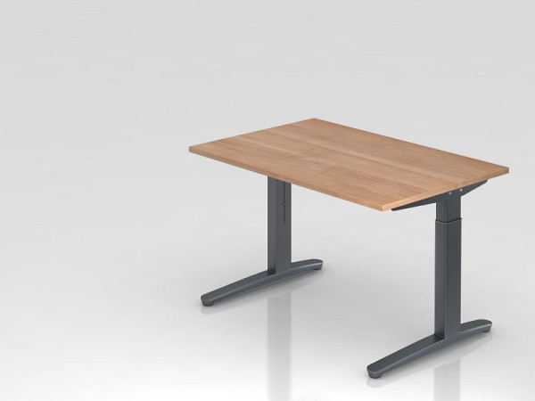 Bureau Hammerbacher pied C 120x80cm noyer/graphite, forme rectangulaire, VXB12/N/GG