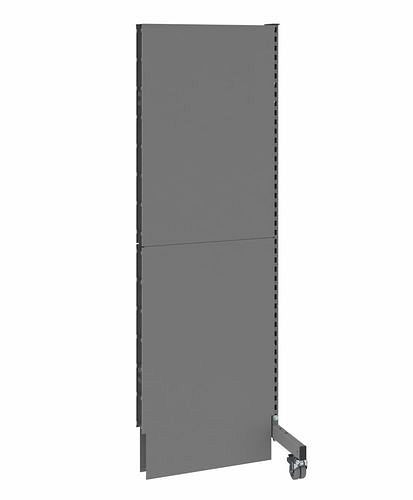 Cloison acoustique mobile DENIOS, panneau rapporté, L 625, H 2000 mm, tôle perforée acoustique sur deux faces, grise, 293080