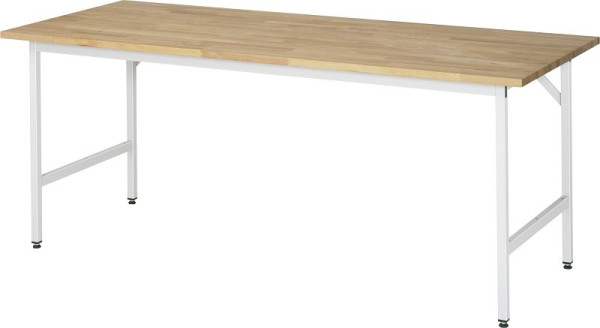 Table de travail RAU série Jerry (3030) - plateau en hêtre massif réglable en hauteur, 2000x800-850x800 mm, 06-500B80-20.12