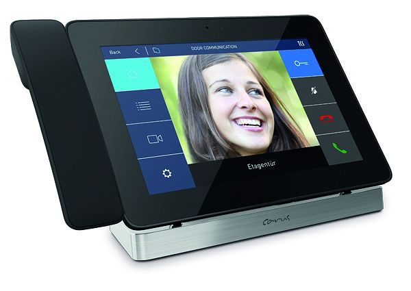 Téléphone tactile vidéo IP TCS Carus TAVOLA pour communication de porte SIP, appareil de bureau argent, CAI3000-IP-0150