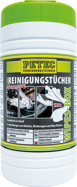Petec Chiffons de nettoyage, lingettes - boîte, Contenu 120 chiffons, Unité d’emballage: 6 pièces, 82120