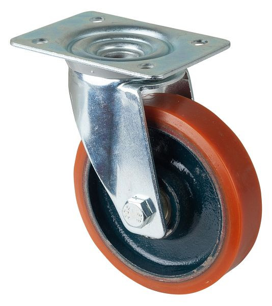 Rouleau de transport BS rollers, largeur de roue 30 mm, Ø roue 125 mm, capacité de charge 200 kg, polyuréthane coulé 95 Shore A, corps de roue en fonte, roulements à billes, LS400.C10.125