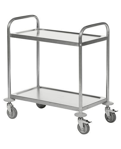 Chariot à étagères en acier inoxydable Kongamek KM, 2 étagères, 100 kg, 710x400 mm, 4 roulettes pivotantes PU, frein, 255-345