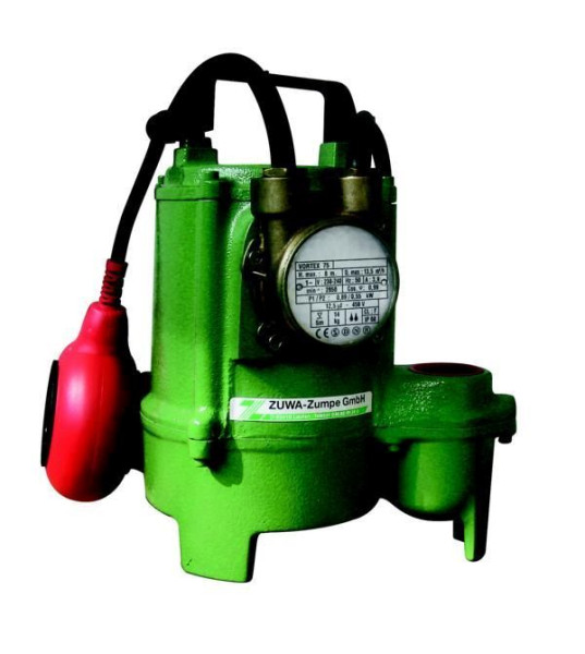 ZUWA VORTEX 75, 2850 tr/min, 230 V, pompe submersible pour eaux usées avec interrupteur à flotteur, débit 225 l/min, 1650130