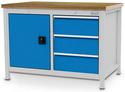 Établi à caisson Bedrunka+Hirth série 1200 R18-24, 3 x 200 mm, tiroir à extension complète, 1200 x 750 x 959 mm, 03.12.15V9