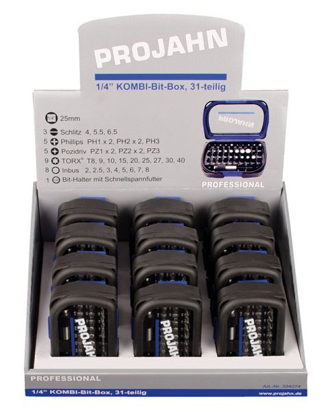 Présentoir de vente Projahn 12 x bit box 31 pièces 394075, 39407512