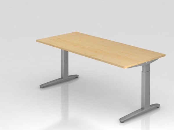 Bureau Hammerbacher base C 180x80cm érable/argent, coulisses en aluminium argent (similaire à RAL 9006), VXB19/3/SS
