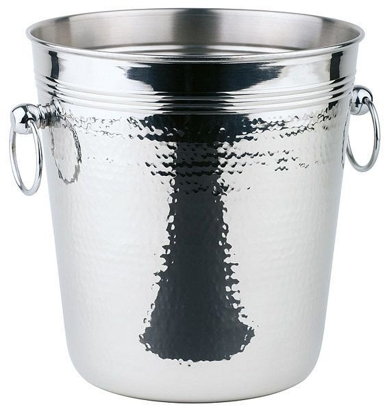 Refroidisseur à vin/champagne APS, Ø 21 cm, hauteur : 21,5 cm, 4 litres, inox poli, finition martelée, avec poignées anneaux pleines, 36026