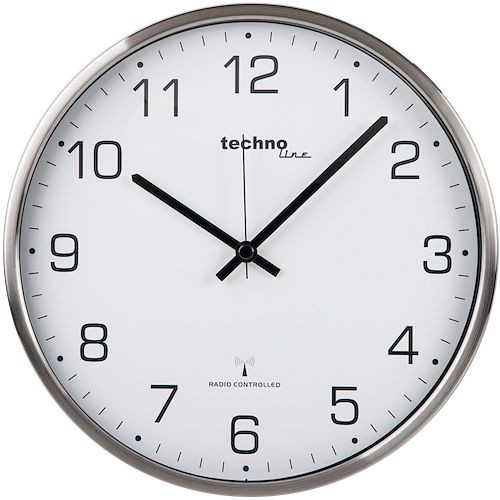 Horloge murale radiocommandée Technoline en acier inoxydable, dimensions : Ø 33 cm, WT 8900