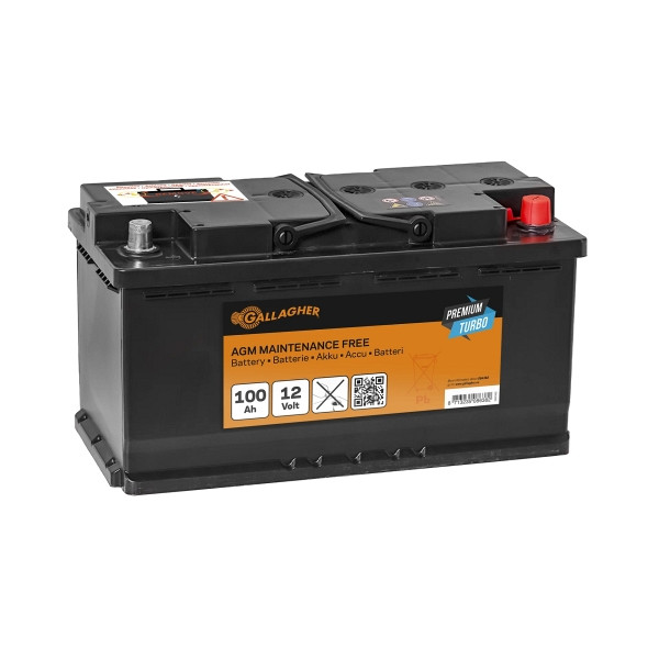 Batterie de clôture électrique Gallagher 12V/100Ah Premium Turbo AGM - 353x175x190, 086382