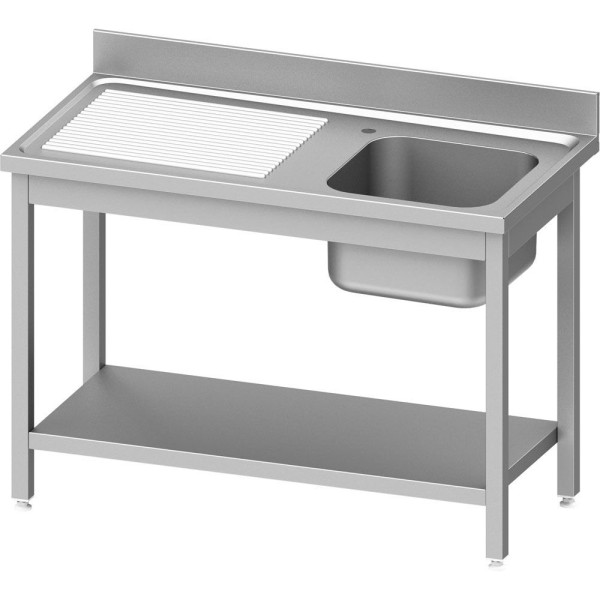 Meuble évier Stalgast ECO avec base 1000x600x850 mm, avec vasque à droite, avec dosseret, à monter soi-même (AISI201), DST10661RA