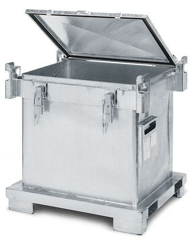 Conteneurs DENIOS ASP pour la collecte et le transport, volume de 600 litres, galvanisés à chaud, 117-964