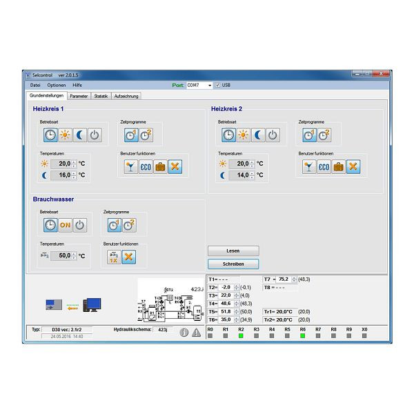 Solarbayer D30 Control, logiciel pour les réglages du contrôleur, 520201500