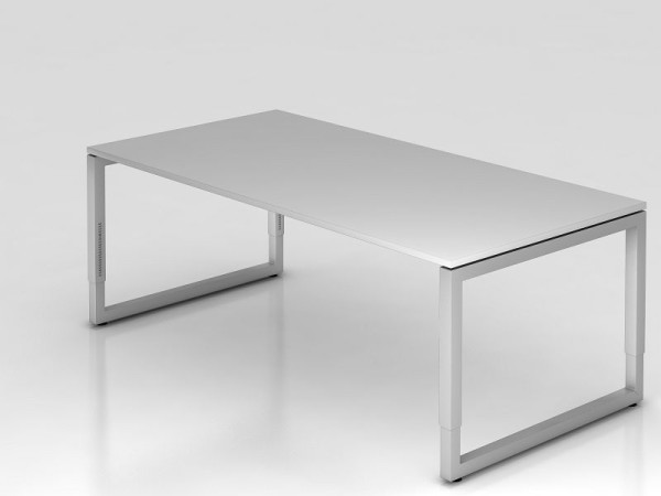 Bureau Hammerbacher O-foot carré 200x100cm gris, forme rectangulaire avec plateau flottant, VRS2E/5/S
