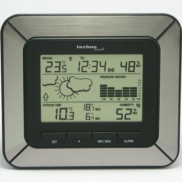 Station météo Technoline, radio-réveil DCF-77 avec possibilité de réglage manuel, dimensions : 170 x 149 x 34 mm, WS 9273