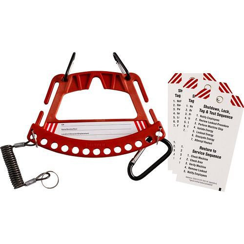 Support Brady pour 12 cadenas, dont 3 étiquettes, rouge, 312032