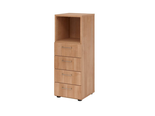 Armoire à tiroirs Hammerbacher 3OH, 4 tiroirs, BS noyer/noyer, 40 x 41,7 x 110 cm, 4 tiroirs, poignée en métal, V934S4/N/N/BS