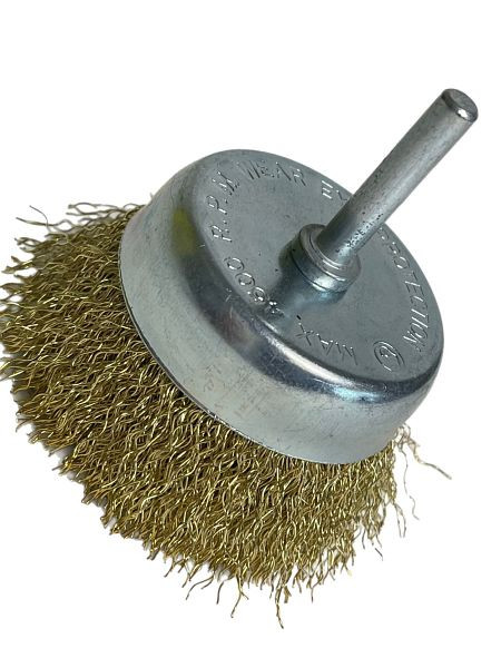 VaGo-Tools brosses boisseaux brosses métalliques 75 mm revêtues de laiton avec tige, UE : 12 pièces, 09-042x12_xv