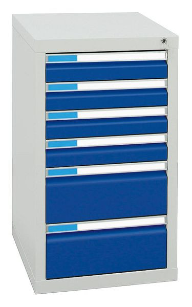 armoire à tiroirs émoussés série ESTA, RAL 7035/5010, 6 tiroirs (4x100, 2x200 mm), 7601574