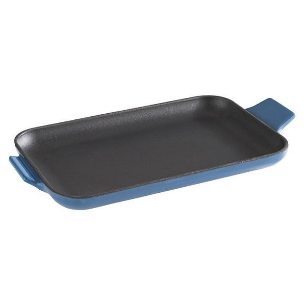 Poêle de service APS -FONTE-, 20 x 13 cm, hauteur : 2 cm, fonte, émaillée, intérieur : noir, extérieur : bleu, brillant, 88229