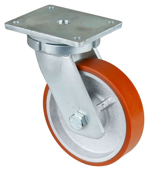 Roulette robuste BS Wheels, largeur de roue 50 mm, roue Ø 200 mm, capacité de charge 1000 kg, polyuréthane coulé 95 Shore A, roue coulée, roulement à billes, RR100.C10.201