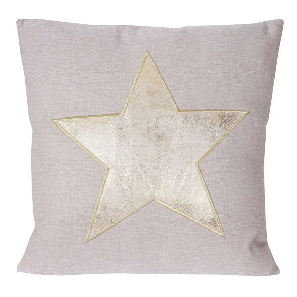 Mendler coussin décoratif étoile, coussin de canapé coussin décoratif avec rembourrage, effet brillant 45x45cm, 51877