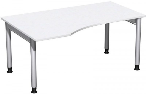 Bureau PC geramöbel gauche, réglable en hauteur, 1600x1000x680-820, blanc/argent, N-657312-WS