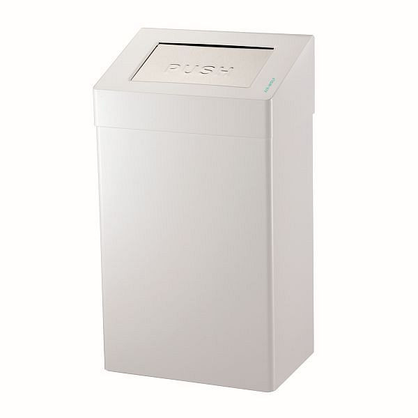 Poubelle Air Wolf d'un volume de 50 litres, série Omega, H x L x P : 680 x 375 x 250 mm, acier inoxydable blanc, 29-441