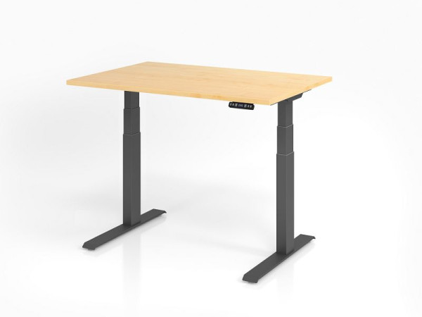 Bureau Hammerbacher XDKB12, 120 x 80 cm, plateau : érable, épaisseur 25 mm, chant épais en ABS, forme rectangulaire, graphite, VXDKB12/3/G