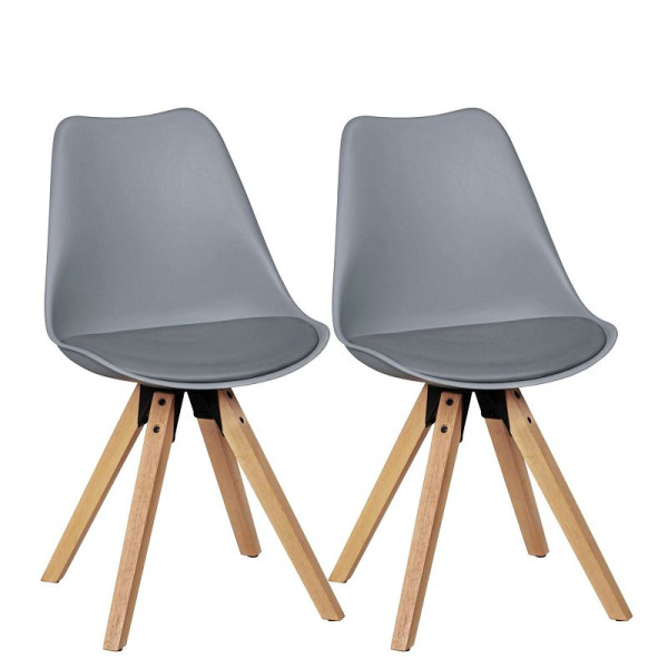 Wohnling, lot de 2 chaises de salle à manger rétro Lima gris, WL5.023