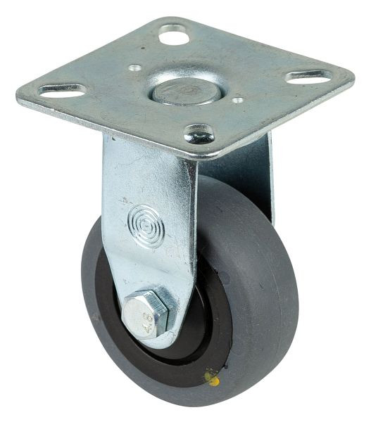 Rouleau d'appareil BS rollers, plaque, largeur 18 mm, Ø50 mm, 50 kg, bande de roulement en caoutchouc gris, conducteur d'électricité, roulement à billes, lot de 4, A310.A89.050