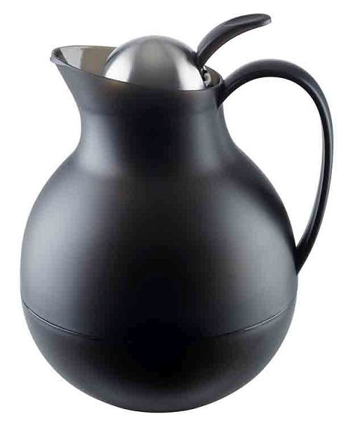 Pichet isotherme APS -ECONOMY-, Ø 16 cm, hauteur : 20 cm, 1 litre, polypropylène, verre, acier inoxydable, double paroi, noir, automatique à une main, 10914