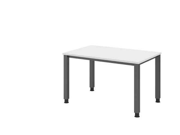 Bureau Hammerbacher QS12, 120 x 80 cm, plateau : blanc, épaisseur 25 mm, structure à 4 pieds en graphite (similaire à RAL 7012), hauteur de travail 68-83,5 cm, VQS12/W/G