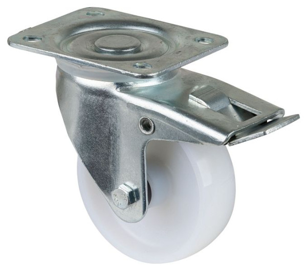 Rouleau de transport BS rollers avec frein, largeur 30 mm, Ø100 mm, jusqu'à 175 kg, bande de roulement/corps de roue en plastique, roulement à rouleaux, LB520.B10.100