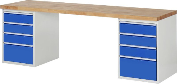 Etabli RAU série 7000 - conception modulaire, 8 x tiroirs, 2500x840x700 mm, 03-7510A3-257B4S.11