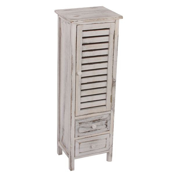 Commode Mendler, 90x30x25cm, aspect shabby, vintage, blanc, 30428