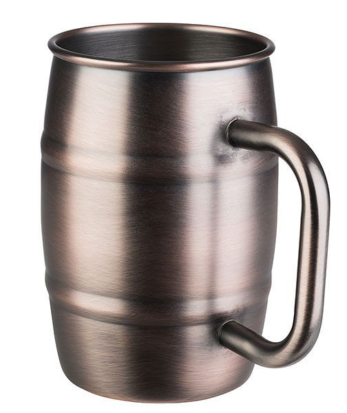 Chope APS -BEER MUG-, Ø 8,5 cm, hauteur : 13 cm, acier inoxydable, aspect cuivre antique, volume : 0,5 litre, 93364